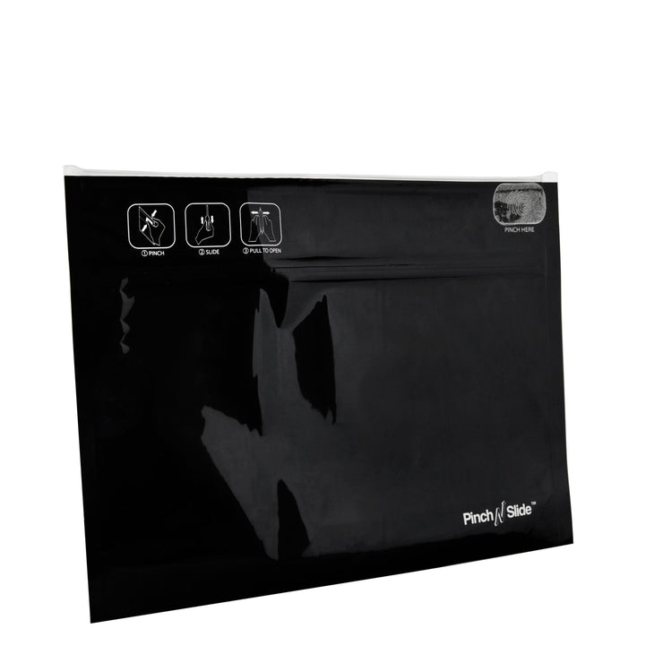 Pinch N Slide Child Resistant Mylar Bags Black 12" x 9" 250 Count