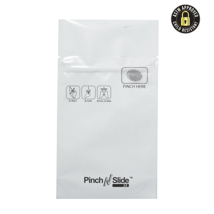 Pinch N Slide 2.0 Child Resistant Mylar Bags White 3.5" x 5" 250 Count