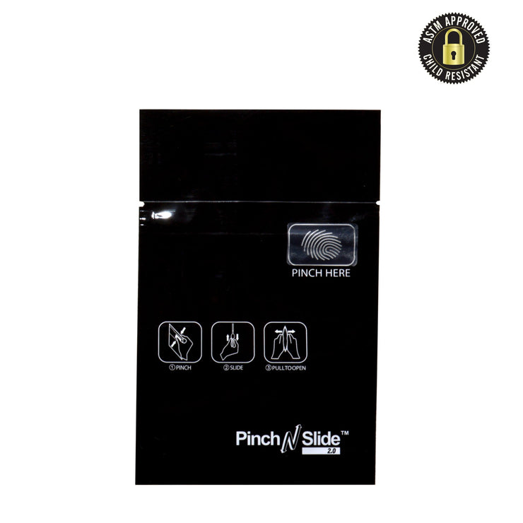 Pinch N Slide 2.0 Child Resistant Mylar Bags Black 3.4" x 3.7" 250 Count