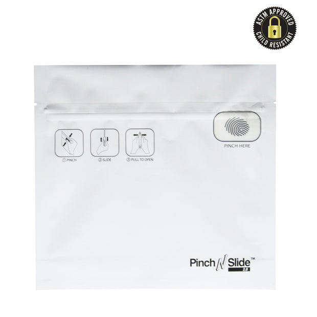 Pinch N Slide 2.0 Child Resistant Mylar Bags White 8" x 6" 250 Count